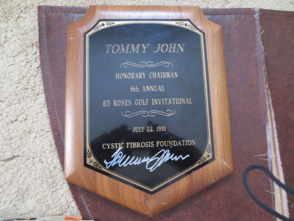 Lot Detail - Autographed Tommy John Honorary Chairman Plaque Golf ...