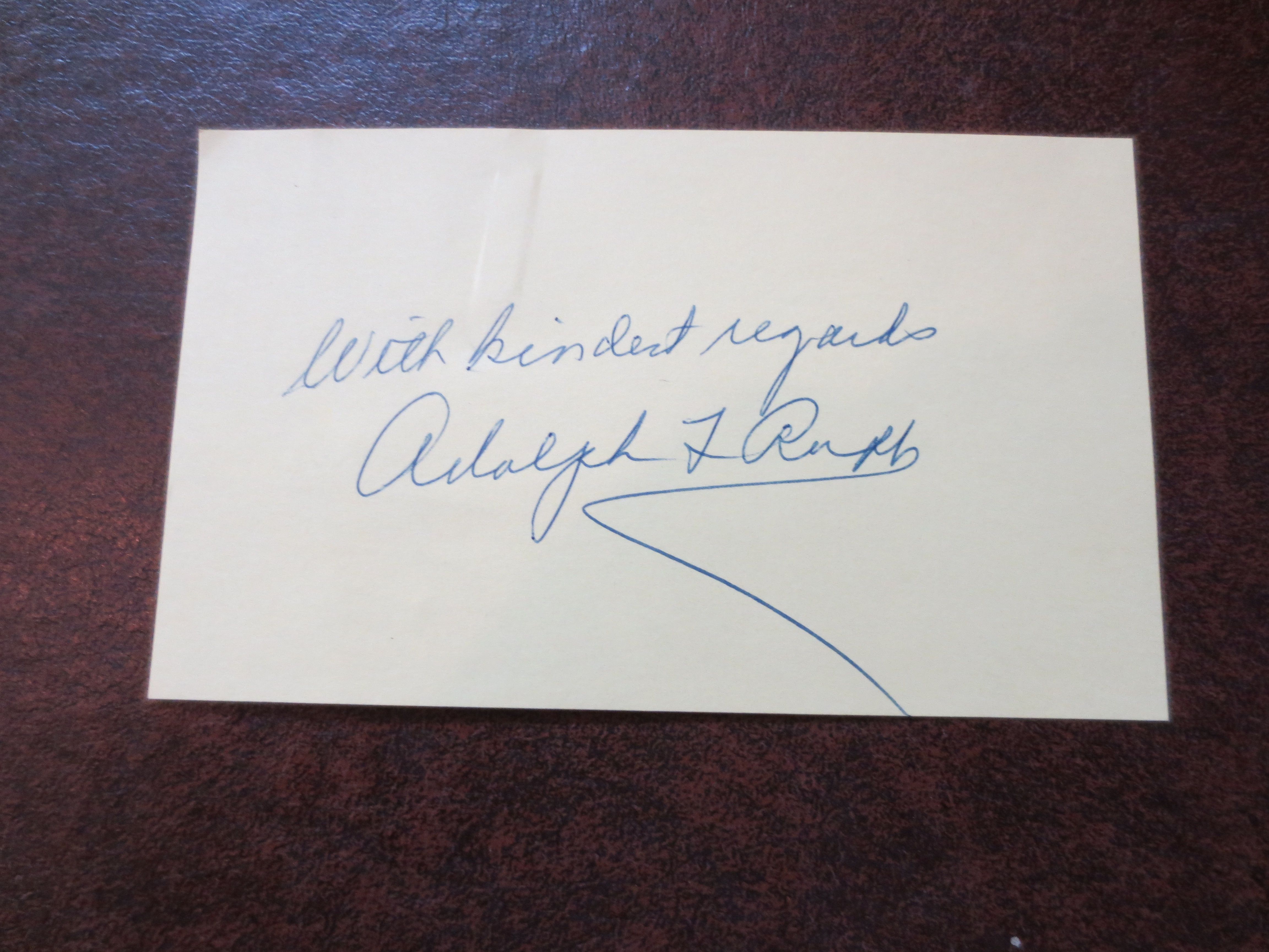 Lot Detail - Adolph Rupp Autographed 3
