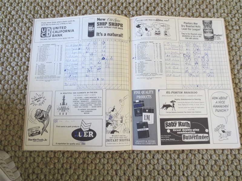 Lot Detail - 1967 California Angels scored home program vs. Minnesota ...