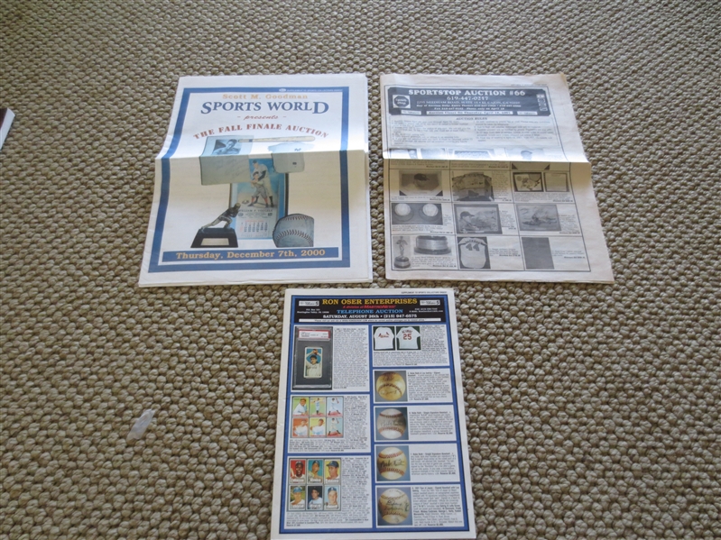 Lot Detail - (3) Early Sports Memorabilia Auction Catalogs: Ron Oser ...