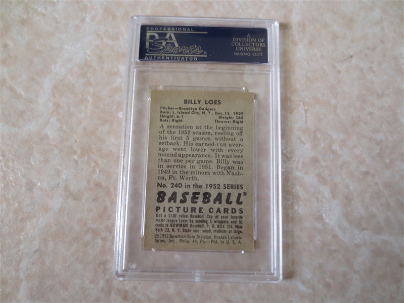 Lot Detail - 1952 Bowman Billy Loes PSA 7 near mint no qualifiers ...