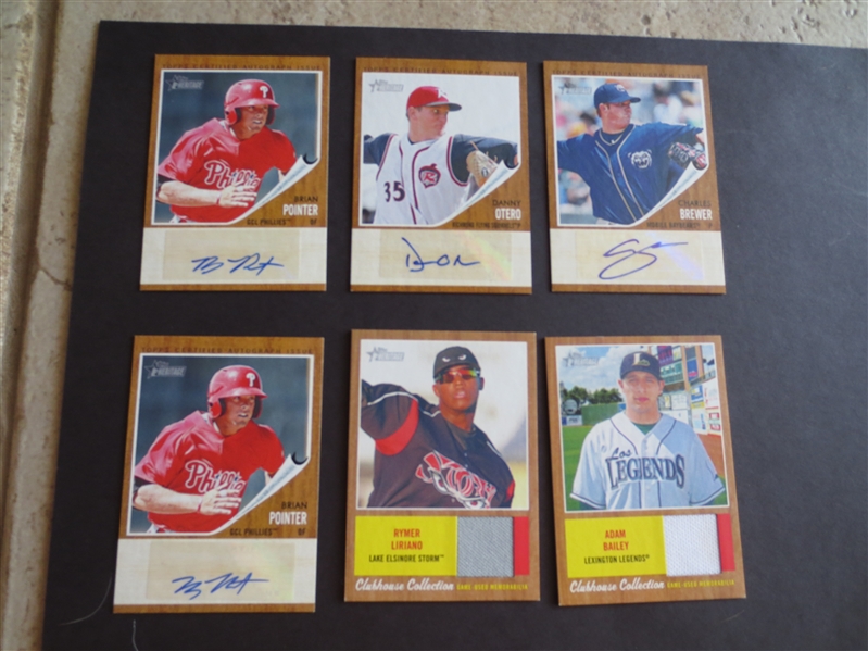 (6) 2011 Topps Heritage Minors Clubhouse Collection & Real One Autographs Baseball Cards