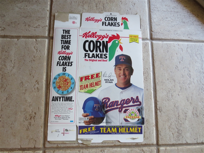 1993 Nolan Ryan Kellogg's Corn Flakes Empty Box 