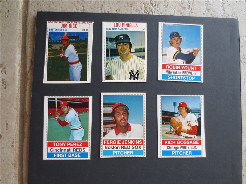 (6) different 1976 and 1979 Hostess Hall of Famer Baseball Cards including Yount in Beautiful Condition!