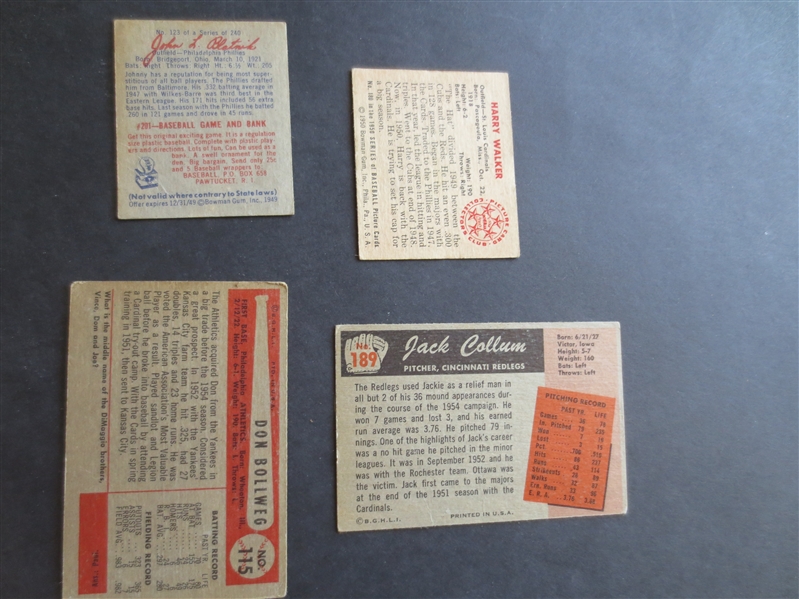 (4) different 1949-55 Bowman Baseball Cards