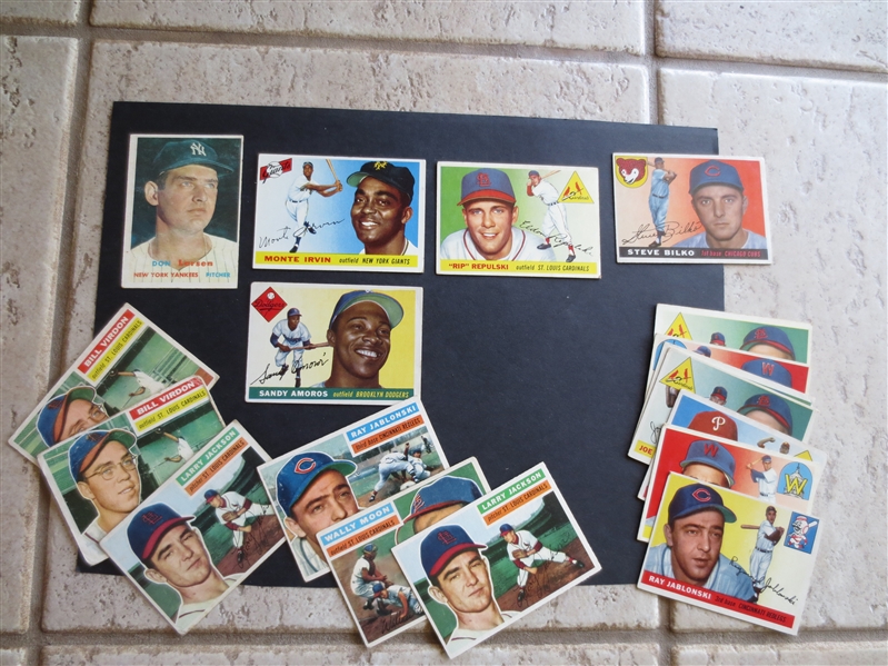 (18) 1955-57 Topps Baseball Cards including 1955 Monte Irvin and a Sandy Amoros rookie