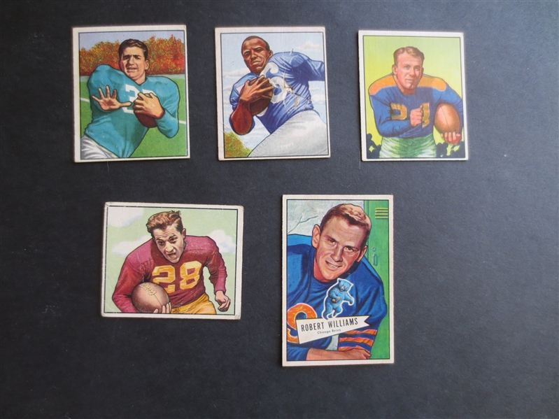 (5) 1950 and 1952 Bowman Football Cards 