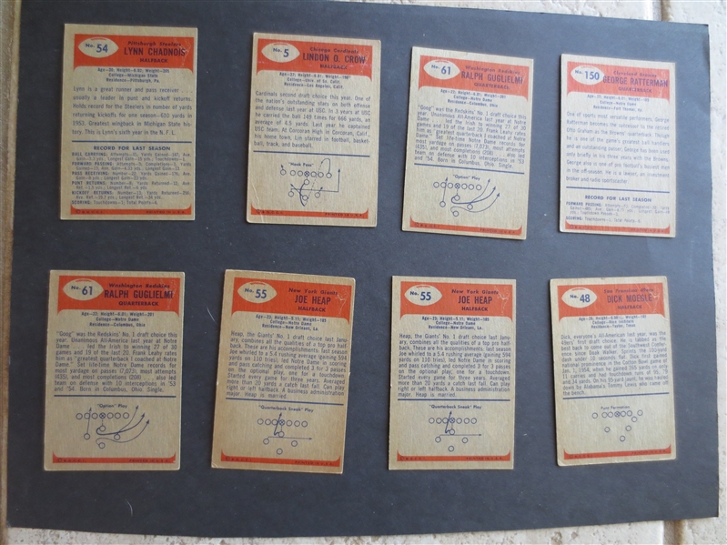 (8) 1955 Bowman Football Cards with duplication
