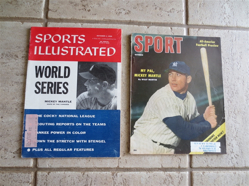 (5) Sports Magazines with covers of Mantle (2), Ted Williams (2), and Ollie Matson
