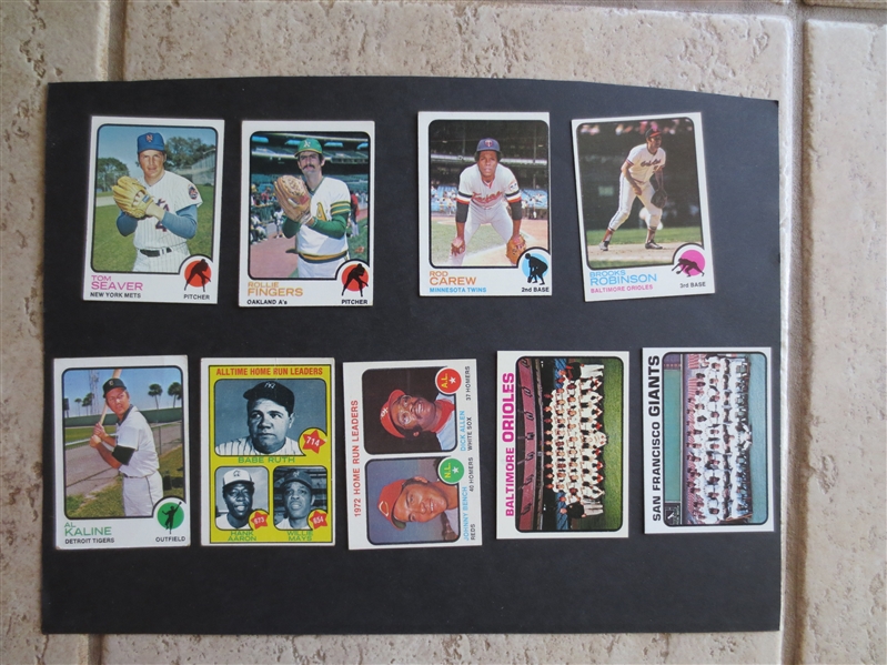 (9) 1973 Topps Baseball Cards of Hall of Famers
