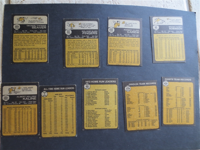 (9) 1973 Topps Baseball Cards of Hall of Famers