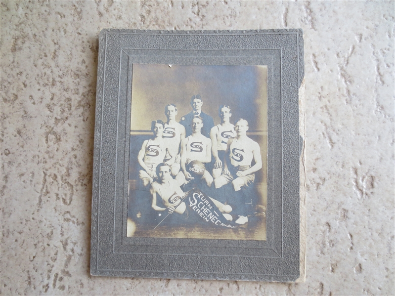 1906-07 Schnectady Turn Verein Basketball Team Cabinet Photo 3.5 x 3