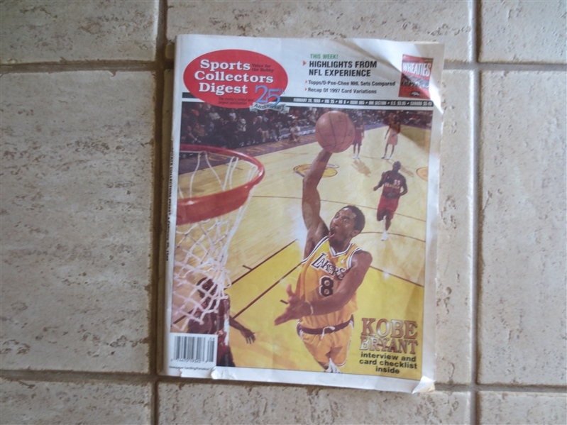 February 20, 1998 issue of Sports Collectors Digest with Kobe Bryant cover