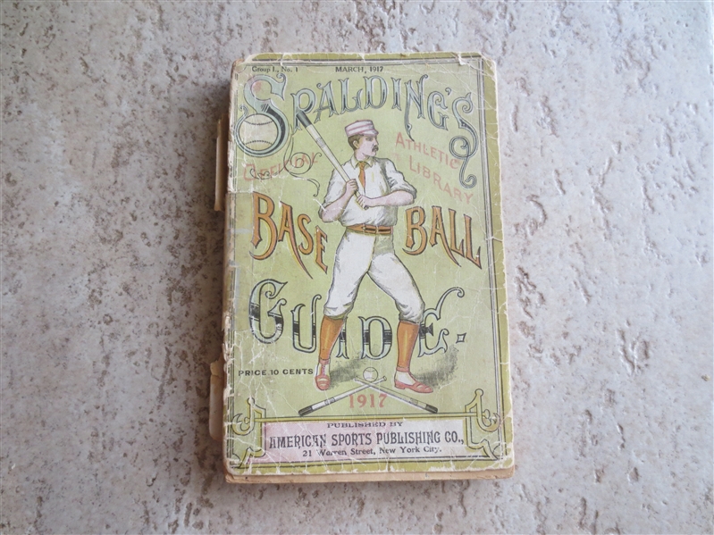 1917 Spalding Baseball Guide with pitcher Babe Ruth of Red Sox, Joe Jackson, Cobb