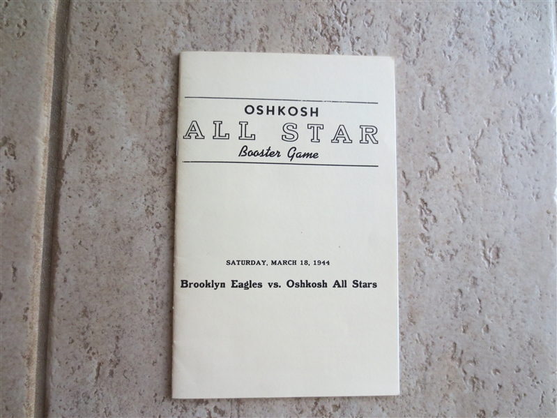 1944 Brooklyn Eagles vs. Oshkosh All Stars Booster Game Program