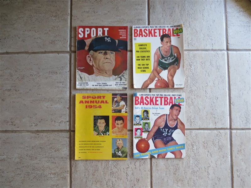 (4) 1950-56 Sports Magazines with Hall of Fame Player Covers