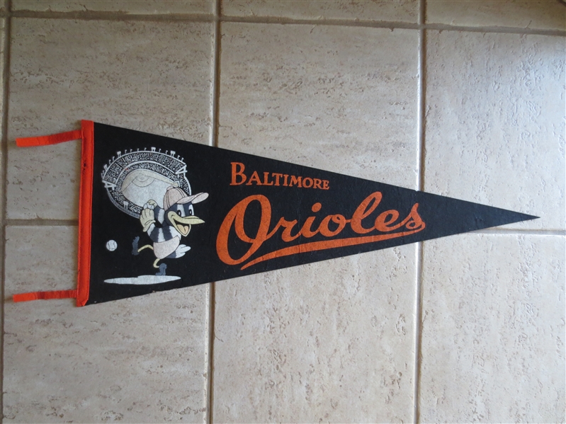1950's-60's Baltimore Orioles Baseball Pennant in Beautiful Shape 33.5