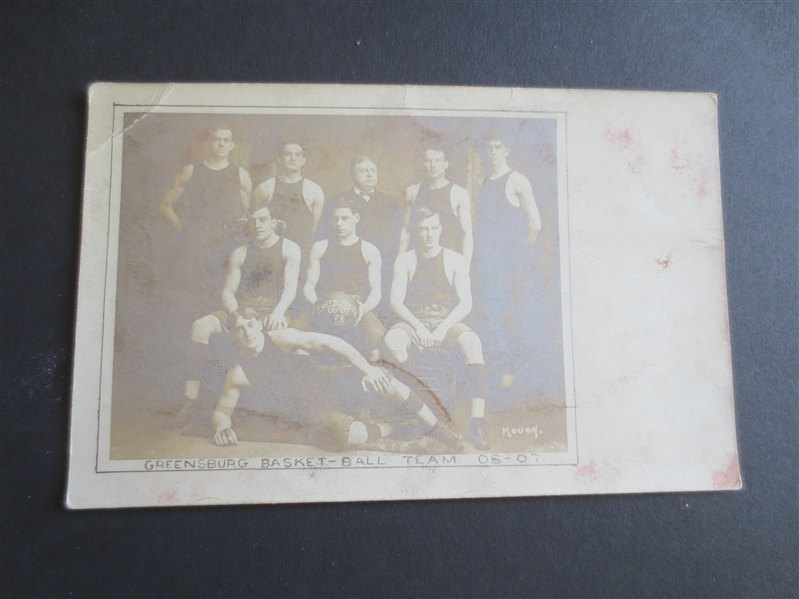 1906-07 Greensburg, PA Pro Basket-Ball Postcard