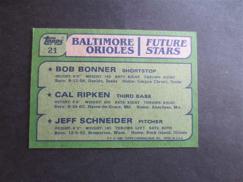 1982 Topps Cal Ripken Rookie Baseball Card in Beautiful Condition
