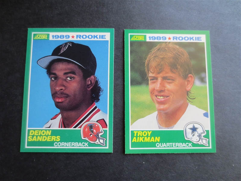 1980 Score Rookie Troy Aikman and Deion Sanders Football Cards in beautiful condition