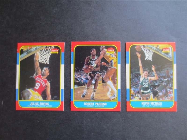 1986-87 Fleer Basketball Cards of Dr. J. Parrish, and McHale in beautiful condition