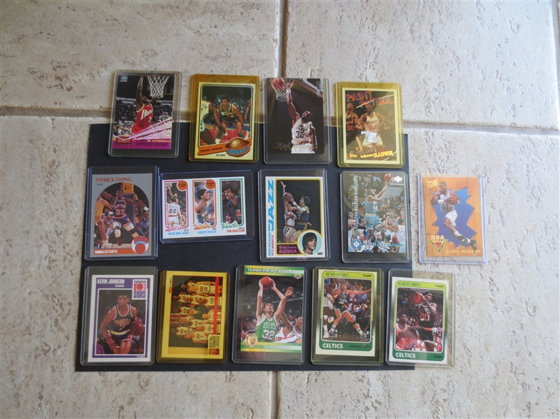 (14) different Basketball Cards of Superstars including Maravich, Ewing, Olajuwon