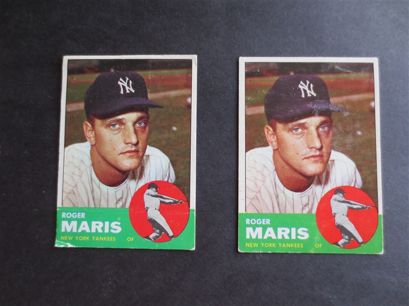 (2) 1963 Topps Roger Maris baseball cards #120 in affordable condition