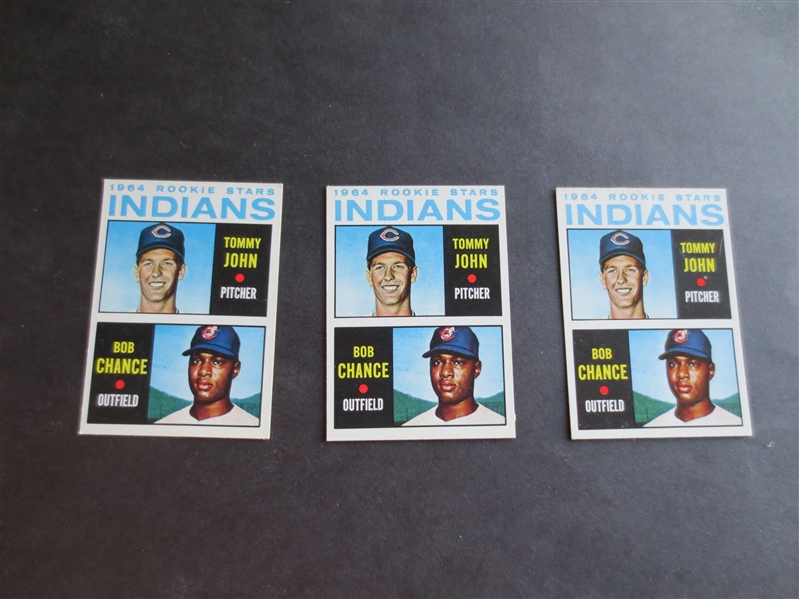 (3) 1964 Topps Tommy John Rookie Baseball Cards in great condition #146  HOFer?
