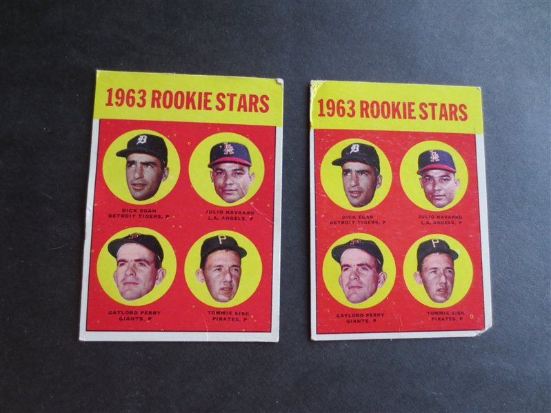 (2) 1963 Topps Gaylord Perry Baseball Cards in affordable condition!  HOFer.