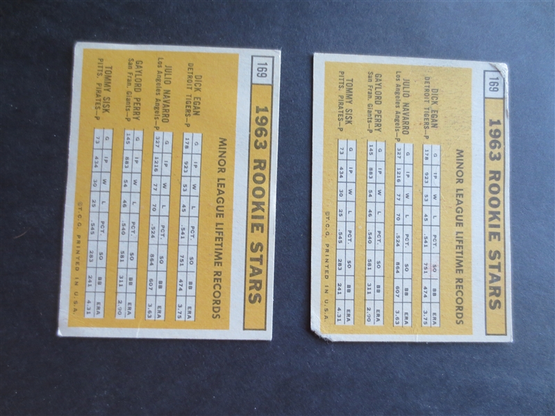(2) 1963 Topps Gaylord Perry Baseball Cards in affordable condition!  HOFer.
