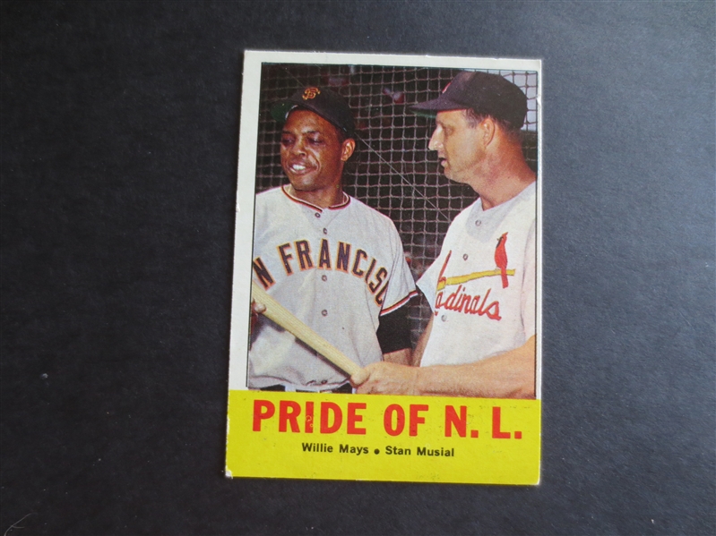 1963 Topps Pride of the NL Mays/Musial Baseball Card #138 Baseball Card in Great Shape!