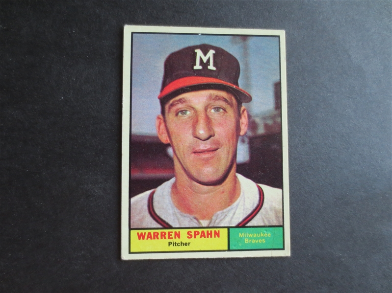 1961 Topps Warren Spahn Baseball Card #200 in very nice shape!