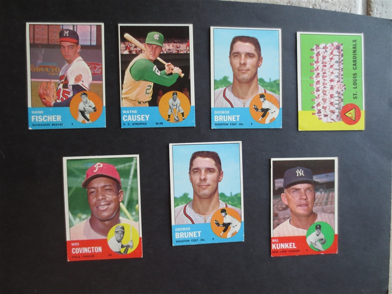 (7) 1963 Topps Last Series Baseball Cards in assorted conditions