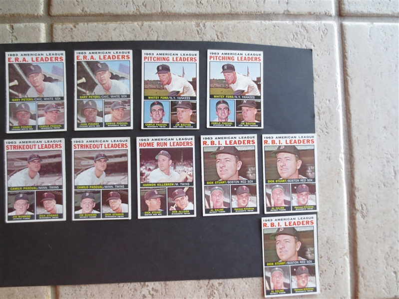 (10) 1964 Topps Leader Baseball Cards #2, 4, 6, 10, 12 with duplication