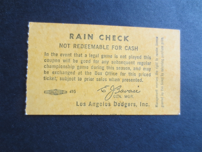 1966 Spring Training Koufax Win Ticket---No-hitter for 6 innings---just after Koufax/Drysdale salary strike
