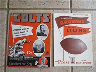 1950 Steelers at Colts + 1954 Lions at Browns Football Programs