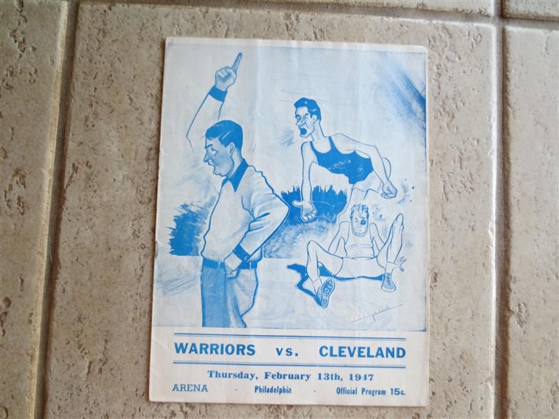 1947 Cleveland Rebels at Philadelphia Warriors BAA Basketball Program with first game Philadelphia Eagles football playing basketball vs. the Fire Dept.