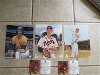 (3) Autographed Photos of Warren Spahn, Eddie Mathews, and Rollie Fingers with Authentication from Global Authentics