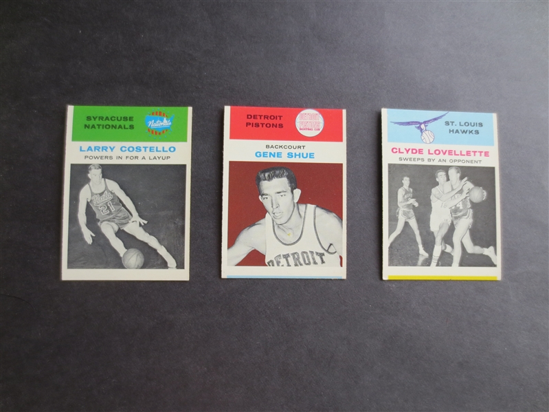(3) 1961-62 Fleer Basketball Cards in very nice shape but centering 