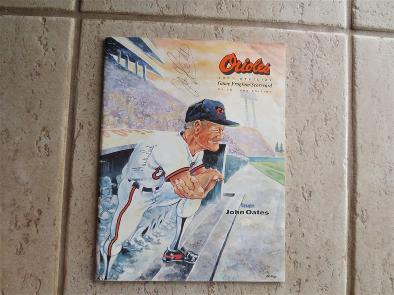 Autographed Mark Leiter 1991 Baltimore Orioles Baseball Program