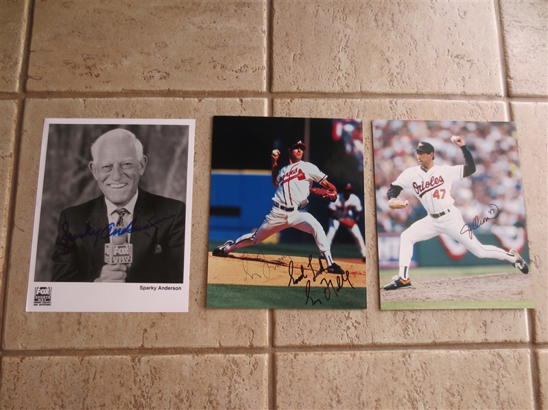 Autographed Greg Maddux, Sparky Anderson, and Jesse Orosco Photos