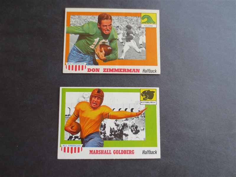 (2) 1955 Topps All American Football Cards: Marshall Goldberg and Don Zimmerman in very nice condition