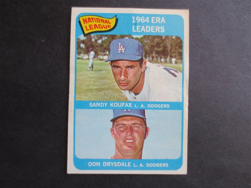 1965 Topps National League ERA Leaders Baseball Card Koufax/Drysdale #8             3