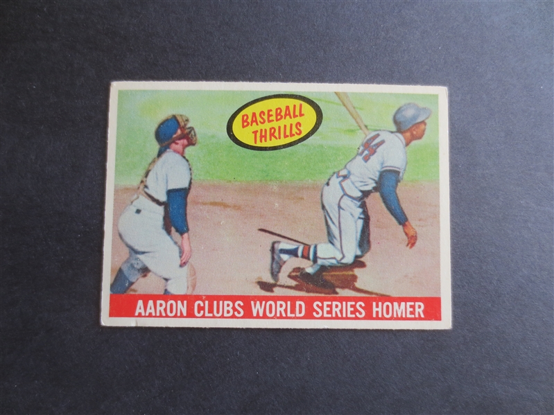 1959 Topps Aaron Clubs World Series Homer Baseball Card #467