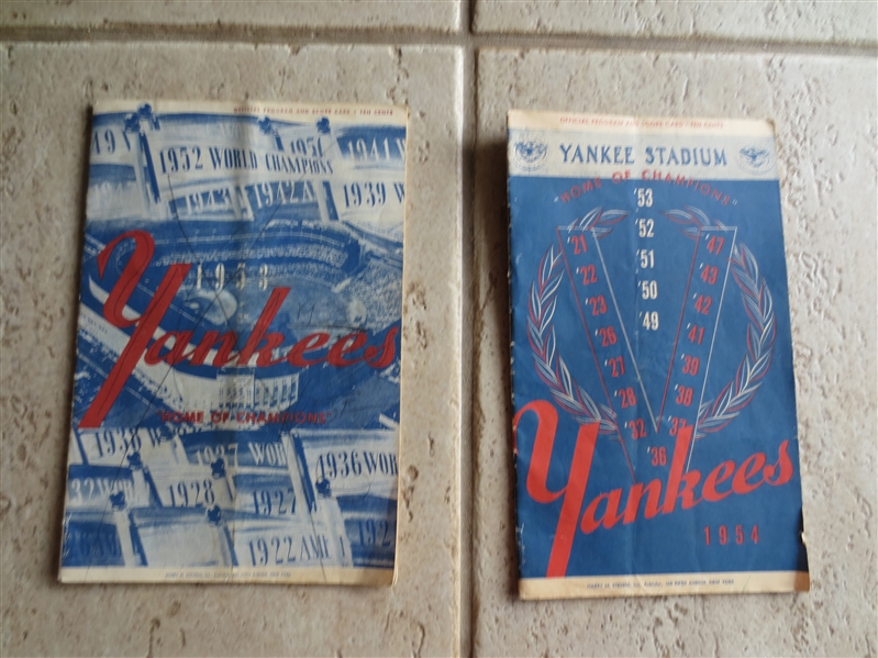 1954 Red Sox at Yankees Scored Baseball Program + 1953 Red Sox at Yankees Unscored Program