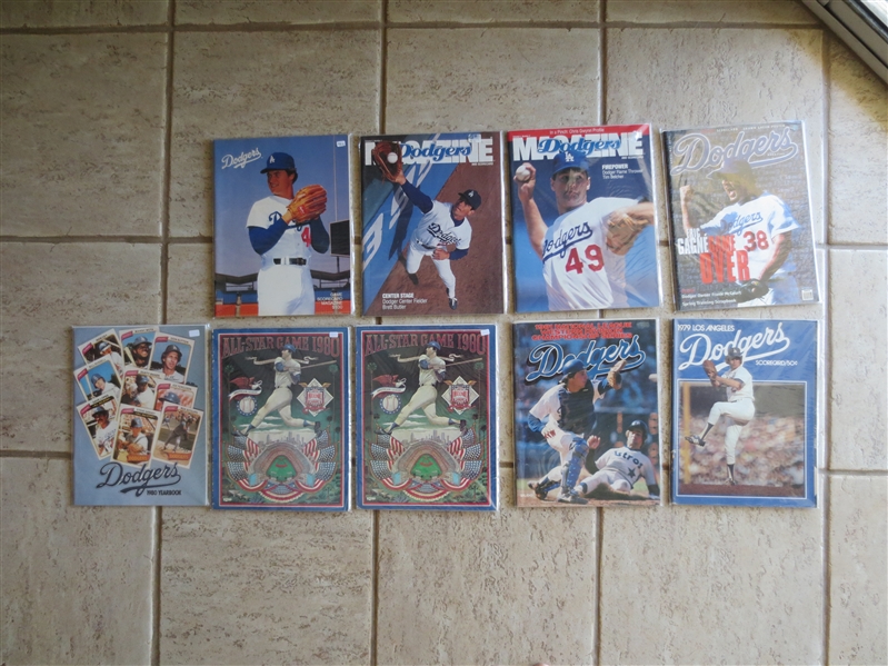 (9) Los Angeles Dodgers Baseball Programs & Yearbook includes All Star Game and NLCS