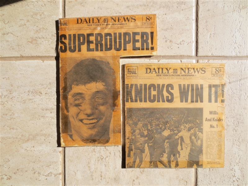 1970 New York Knicks Win Championship & 1969 New York Jets Champions Newspaper Cutouts