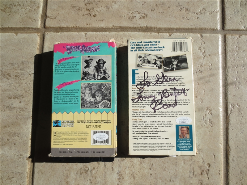 (2) Autographed VHS Tapes of Little Rascals Spanky McFarland and Tommy Bond with JSA Authentication
