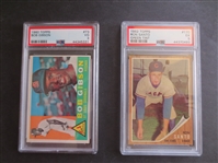 1960 Topps Bob Gibson PSA 3 vg + 1962 Topps Ron Santo PSA 5 ex baseball cards