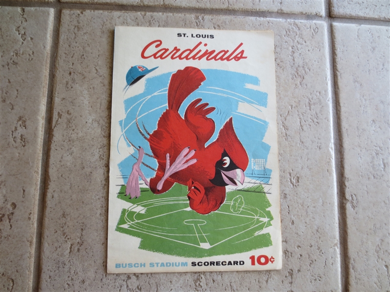 1962 San Francisco Giants at St. Louis Cardinals Scored Baseball program Willie Mays Home Run